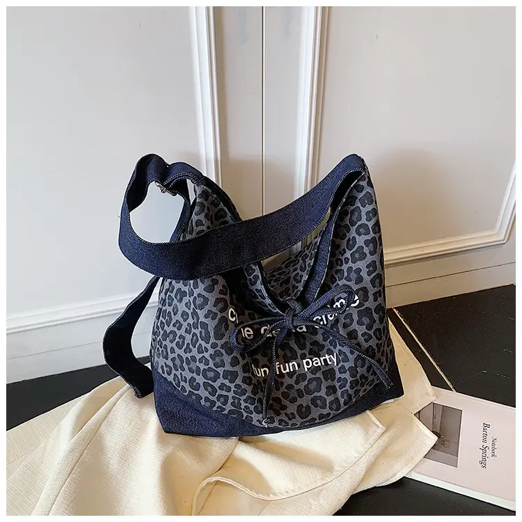 New Korean Style Leopard Print Denim Shoulder Bag — feature 24