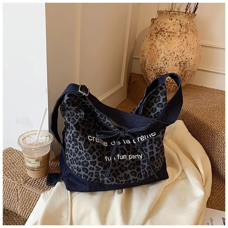 New Korean Style Leopard Print Denim Shoulder Bag — feature 25