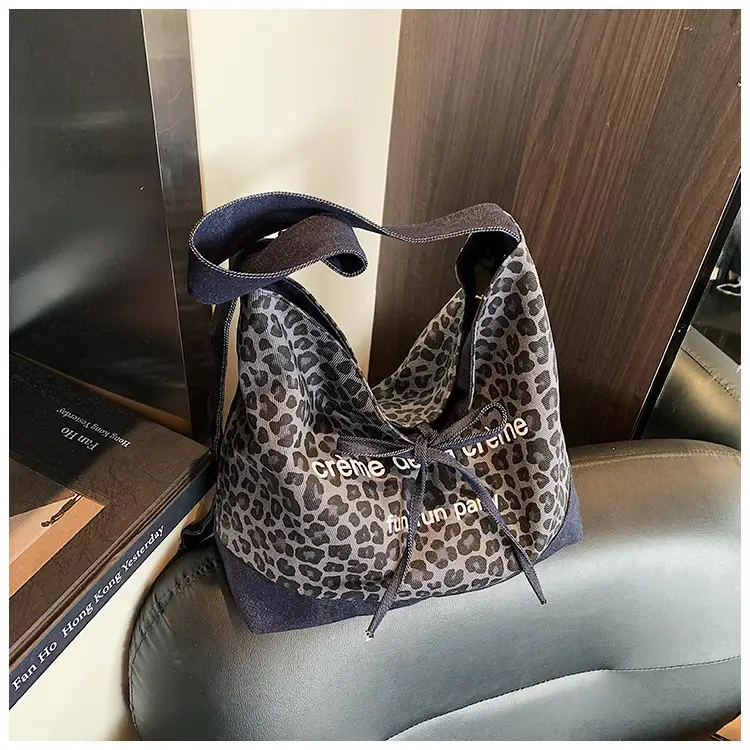 New Korean Style Leopard Print Denim Shoulder Bag — feature 26