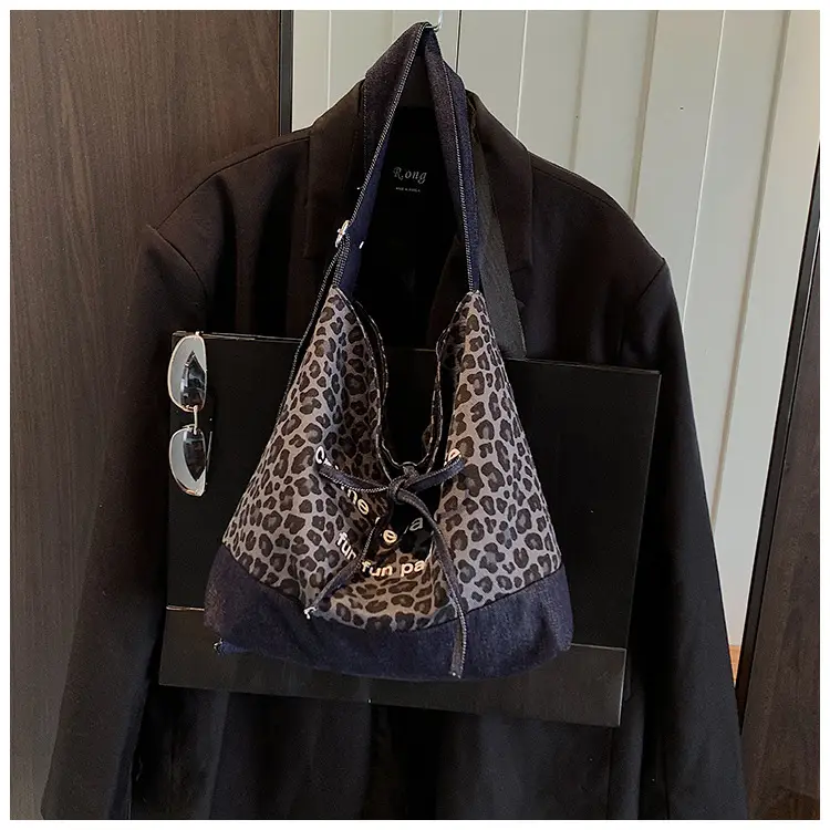 New Korean Style Leopard Print Denim Shoulder Bag — feature 28