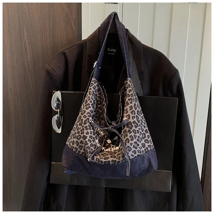 New Korean Style Leopard Print Denim Shoulder Bag — feature 30