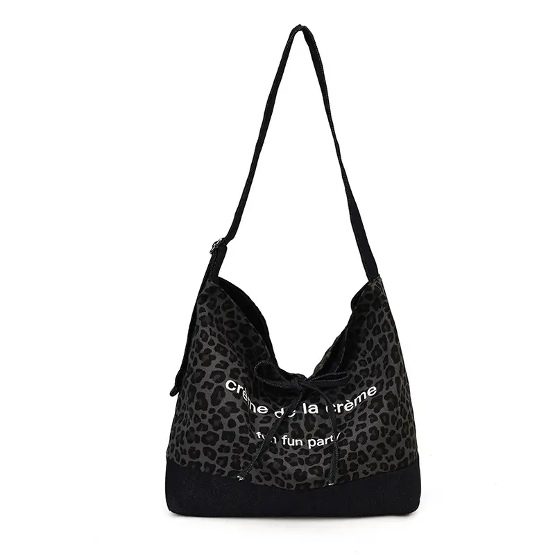 New Korean Style Leopard Print Denim Shoulder Bag