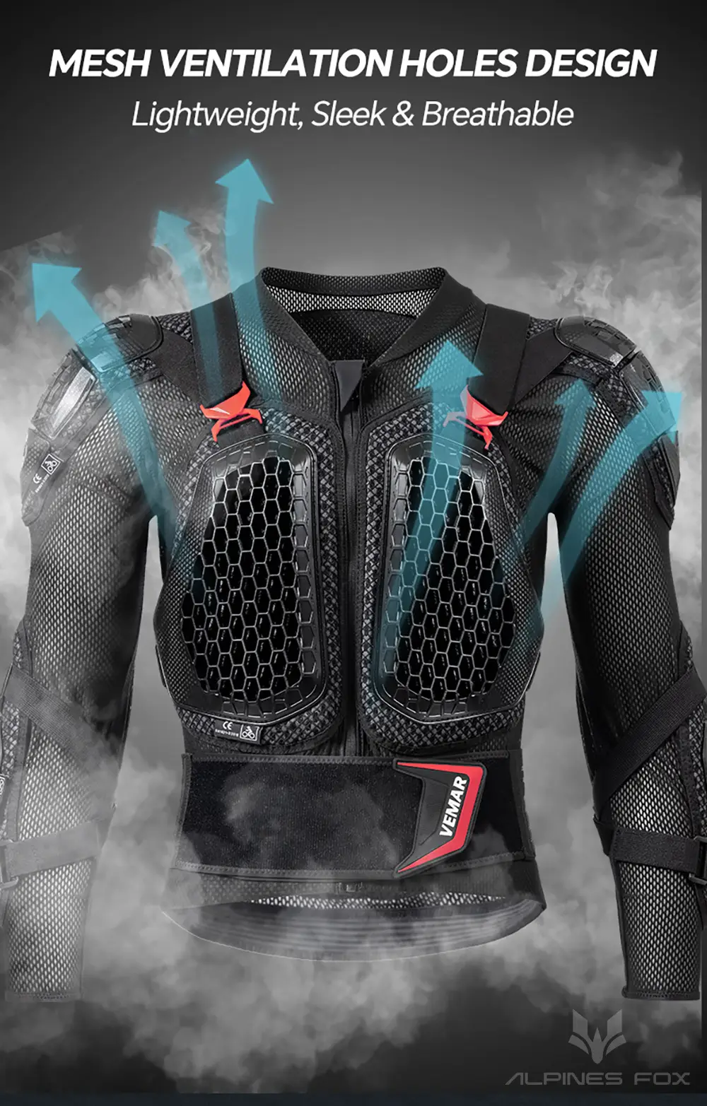 Vemar Cycling Armor Motorcycle Outdoor Sports Breathable Anti-Fall Off-Road Armor Back Protection Suit — feature 3