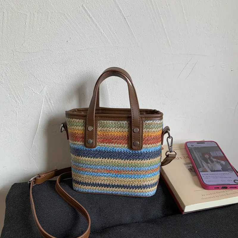 2025 Woven Striped Shoulder Bag for Women - Image 5