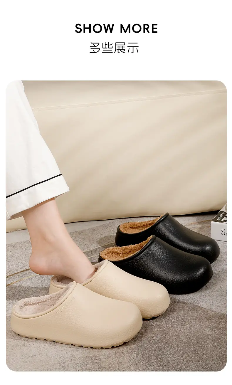 Birkenstock Cotton Slippers for Men, Home Use, Couple's Thick-Soled Non-Slip Waterproof Warm Indoor Antibacterial Plush Slippers for Women — feature 9