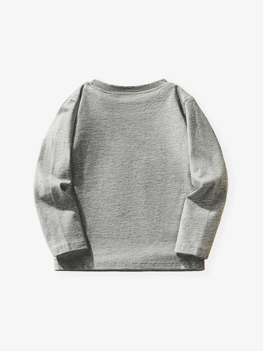 Grey Long Sleeve T-Shirt for Boys European Style - Image 3