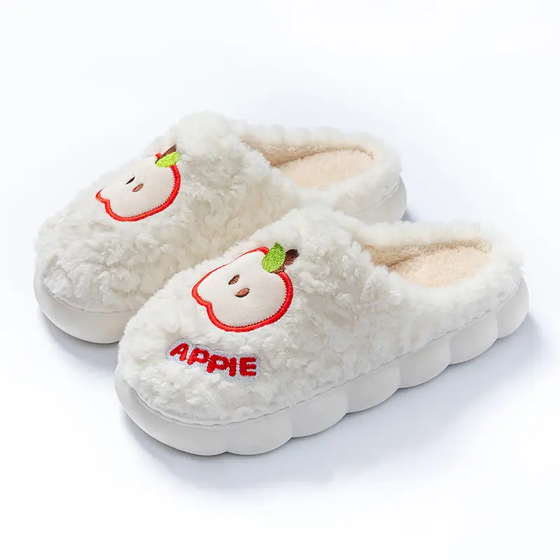 Women Apple Stuffed Cotton Slippers Winter Warm Anti-Slip - Image 10