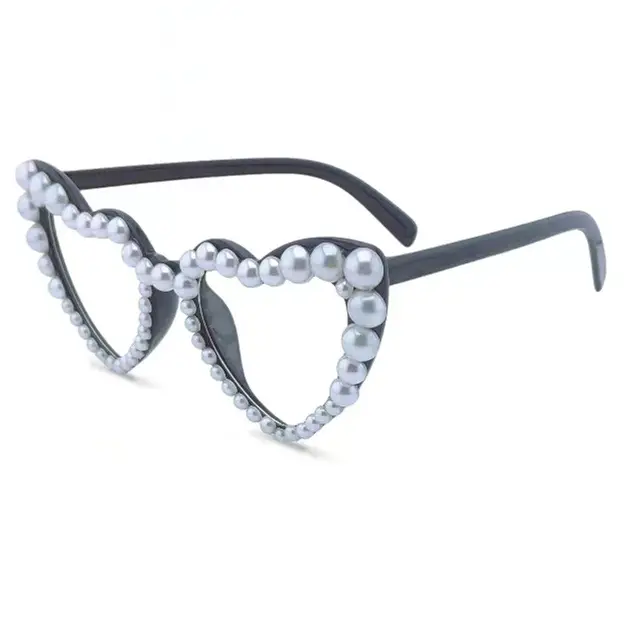 Women's Heart Pearl Sunglasses Summer Glasses - Image 14