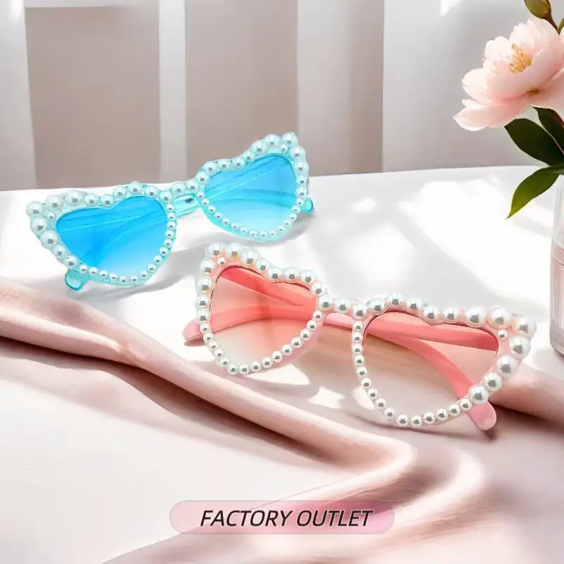 Women's Heart Pearl Sunglasses Summer Glasses - Image 15