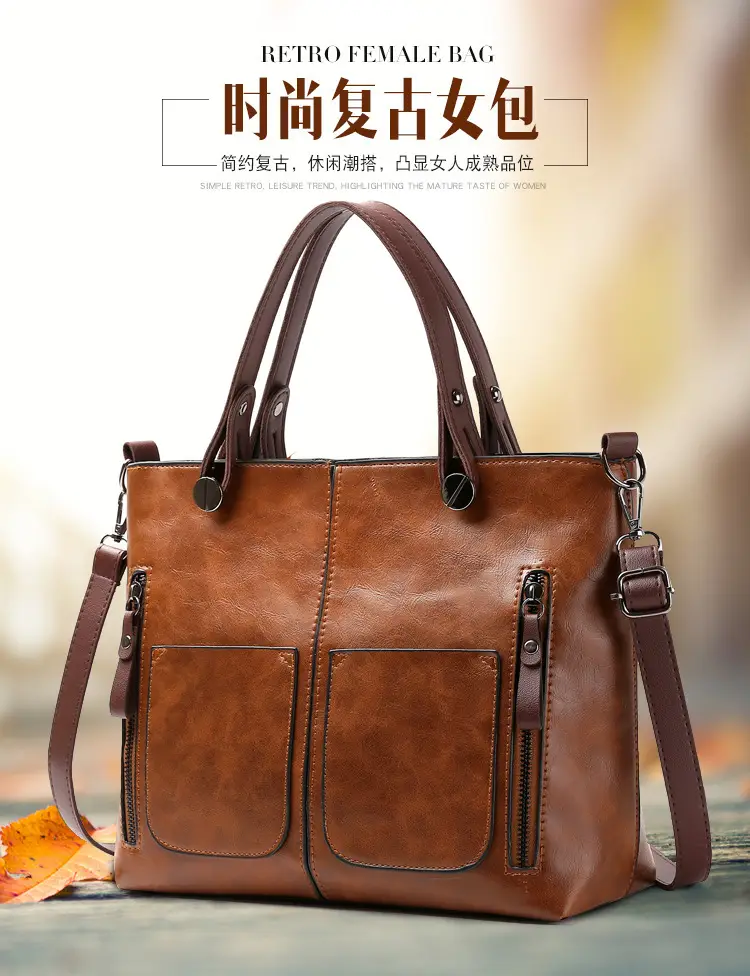 Brown Leather Shoulder Bag for Women Autumn Winter — feature 1