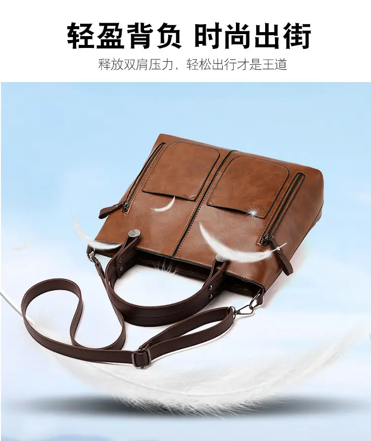 Brown Leather Shoulder Bag for Women Autumn Winter — feature 4