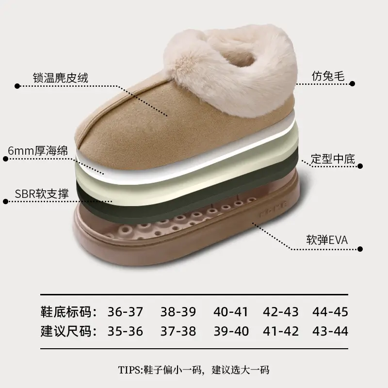 2025 New Cross-Border Suede Cotton Shoes Warm Fur Lining Closed Heel Eva Anti-Slip Snow Boots - Image 7
