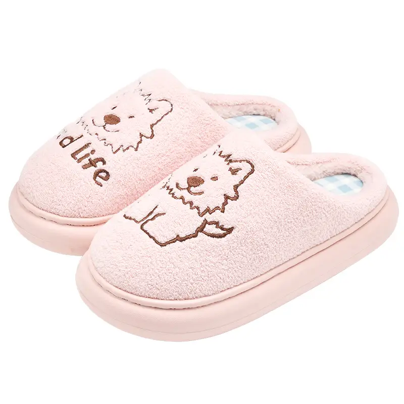 Jialiya Cute Cotton Slippers for Women 25 New Winter Indoor Home Couple Warm Stuffed Confinement Shoes for Men