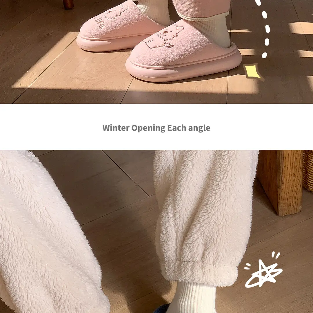 Jialiya Cute Cotton Slippers for Women 25 New Winter Indoor Home Couple Warm Stuffed Confinement Shoes for Men — feature 22