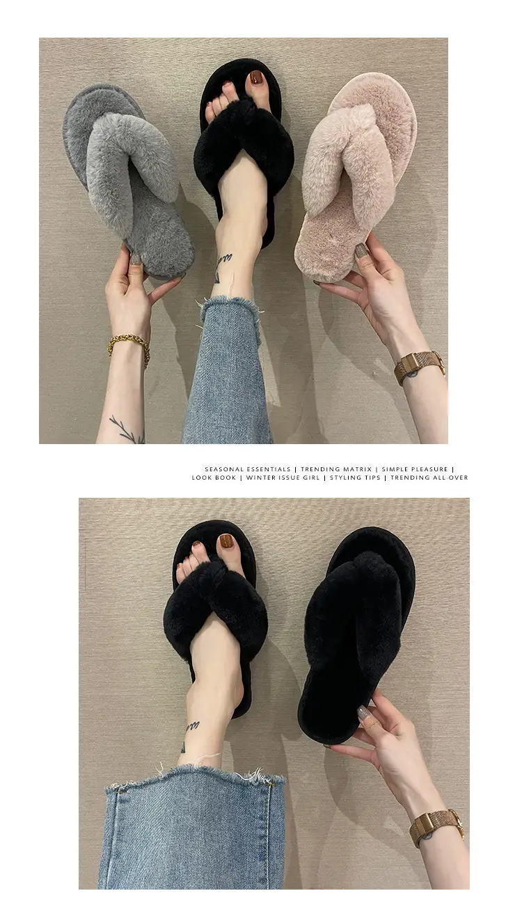 Cross-Border Slippers 2026 European and American Style Home and Outdoor Warm Cotton Slippers for Women, Non-Slip Plush Shoes — feature 10