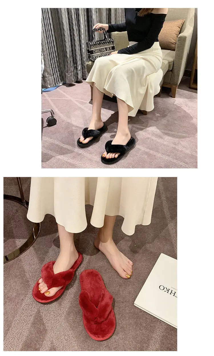 Cross-Border Slippers 2026 European and American Style Home and Outdoor Warm Cotton Slippers for Women, Non-Slip Plush Shoes — feature 30