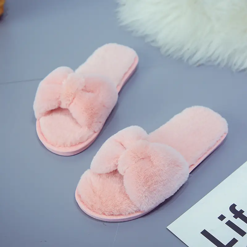 Cross-Border Slippers 2026 European and American Style Home and Outdoor Warm Cotton Slippers for Women, Non-Slip Plush Shoes
