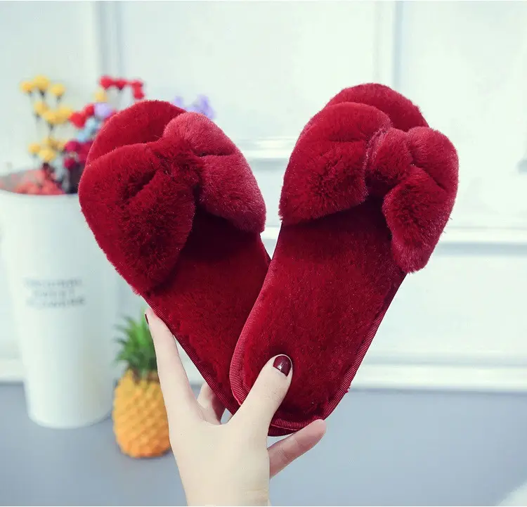 Cross-Border Slippers 2026 European and American Style Home and Outdoor Warm Cotton Slippers for Women, Non-Slip Plush Shoes