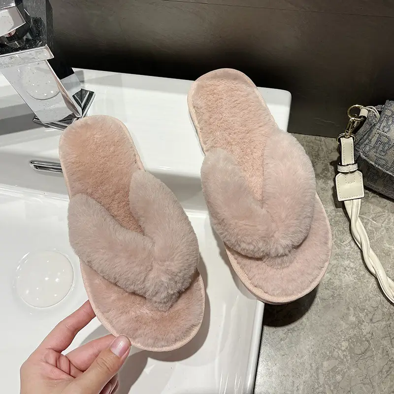 Cross-Border Slippers 2026 European and American Style Home and Outdoor Warm Cotton Slippers for Women, Non-Slip Plush Shoes