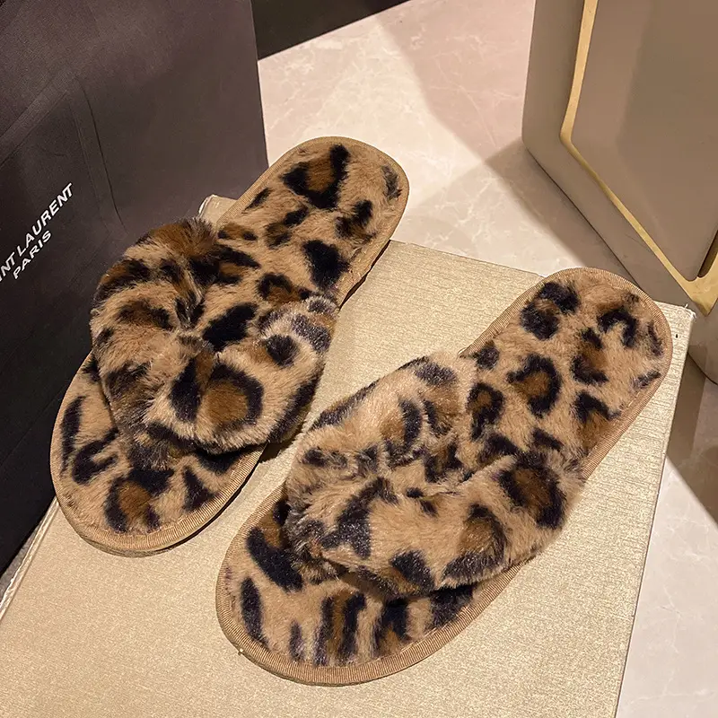 Cross-Border Slippers 2026 European and American Style Home and Outdoor Warm Cotton Slippers for Women, Non-Slip Plush Shoes