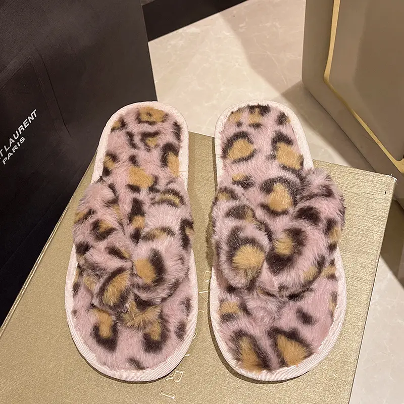 Cross-Border Slippers 2026 European and American Style Home and Outdoor Warm Cotton Slippers for Women, Non-Slip Plush Shoes