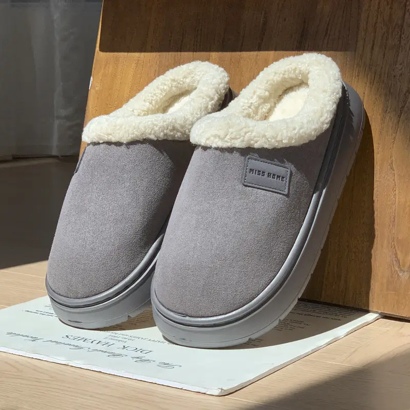 Cross-Border Cotton Slippers for Women in Autumn and Winter, Warm Thick-Soled Non-Slip Slippers for Couples, Thick Plush and Comfortable Winter Slippers