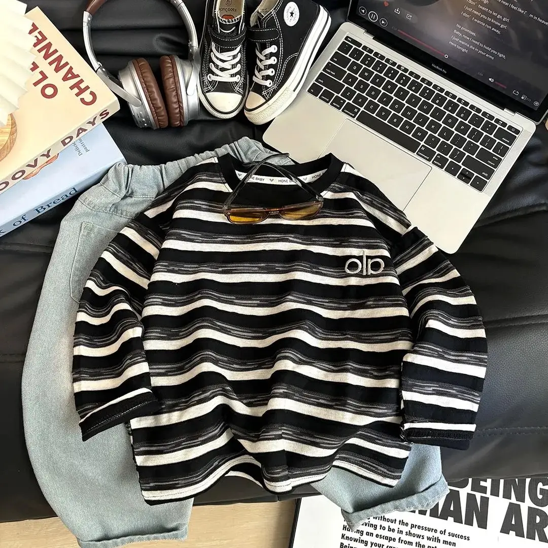 Kids Striped Cotton T-Shirt Medium to XL - Image 3
