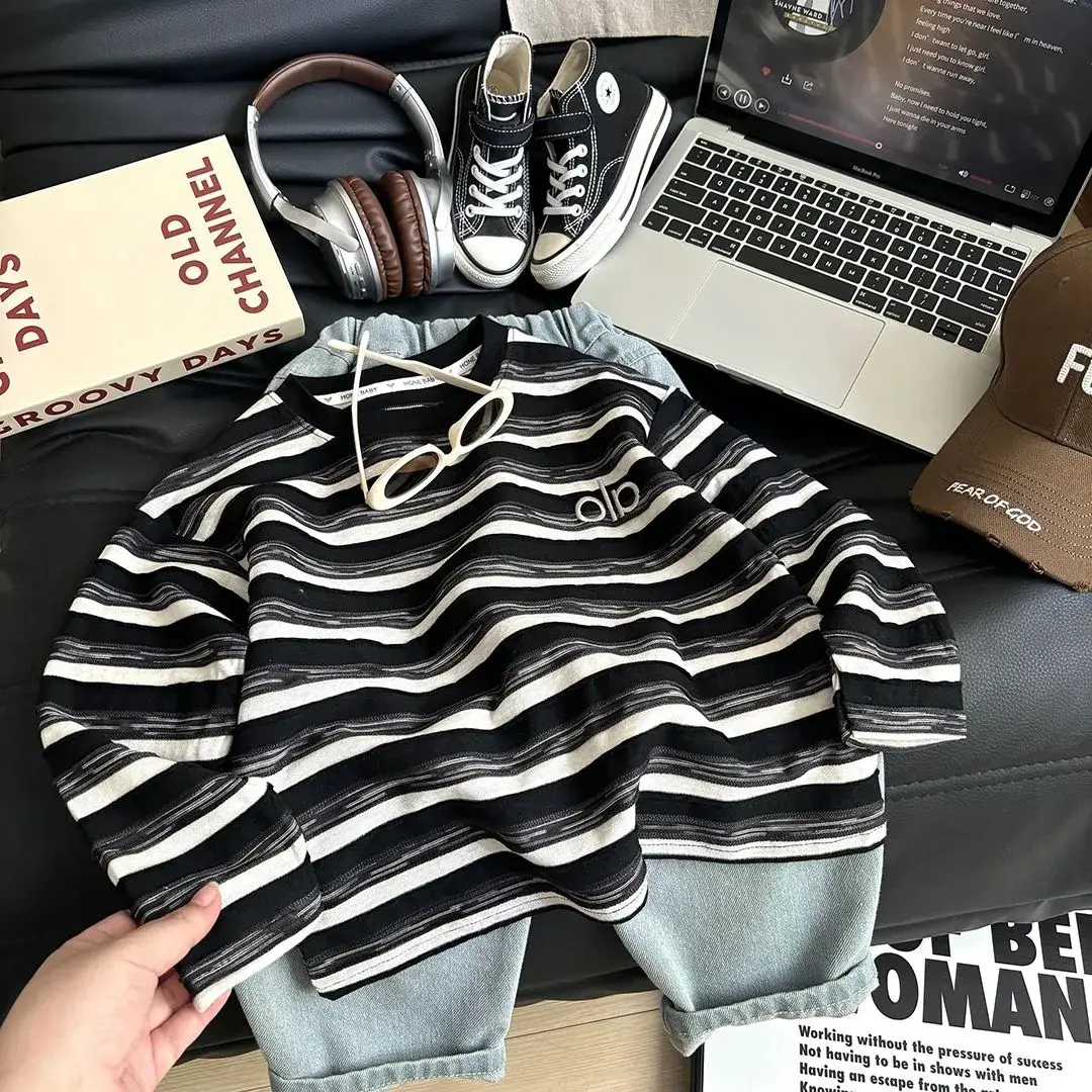 Kids Striped Cotton T-Shirt Medium to XL — feature 1