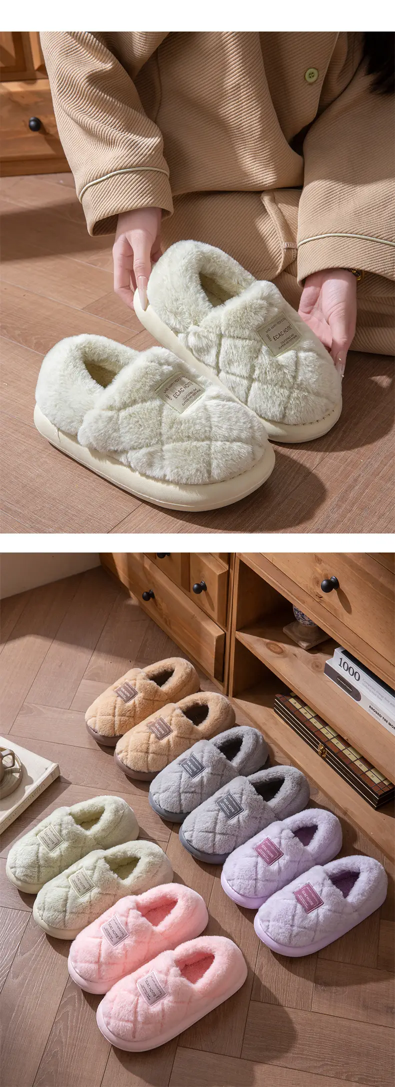 2025 New Style Bag Heel Cotton Slippers for Women in Autumn and Winter Fleece-Lined and Thickeneded Warm Anti-Slip Couples Home and Outdoor Cotton Shoes for Men — feature 10