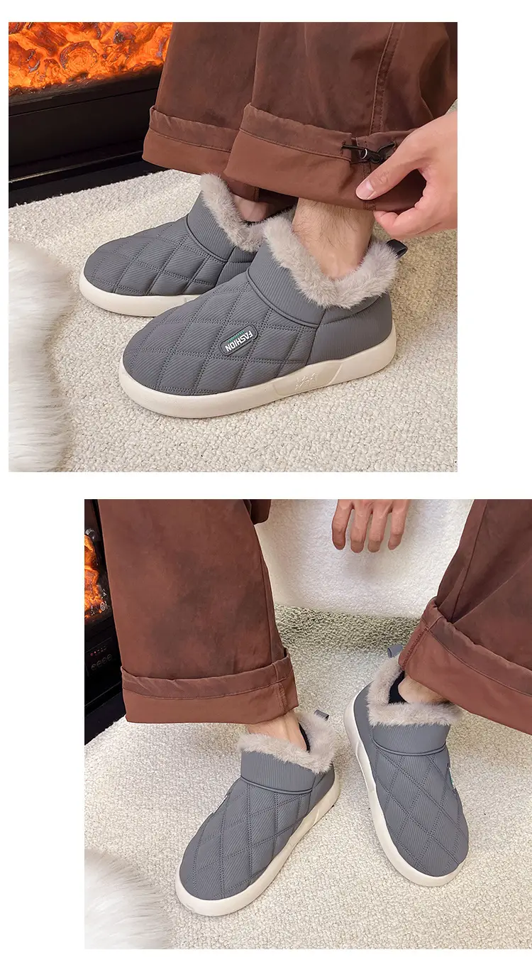 Women's Winter Cotton Shoes with Velvet Heel and Outer Wear Low-Top Warm Thick-Soled Waterproof and Non-Slip Indoor Furniture Soft-Soled Snow Boots — feature 10