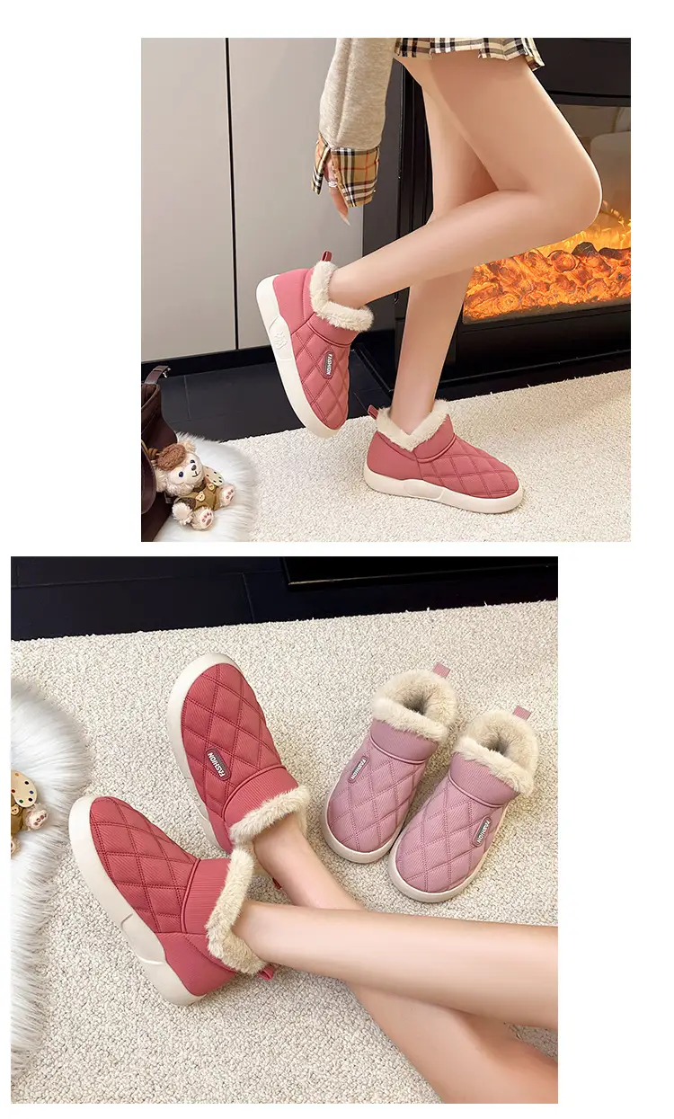 Women's Winter Cotton Shoes with Velvet Heel and Outer Wear Low-Top Warm Thick-Soled Waterproof and Non-Slip Indoor Furniture Soft-Soled Snow Boots — feature 12