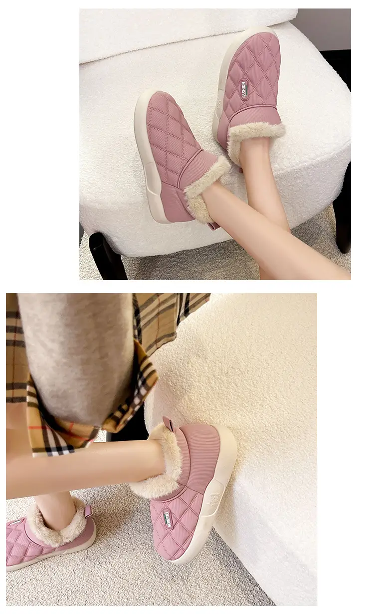 Women's Winter Cotton Shoes with Velvet Heel and Outer Wear Low-Top Warm Thick-Soled Waterproof and Non-Slip Indoor Furniture Soft-Soled Snow Boots — feature 15