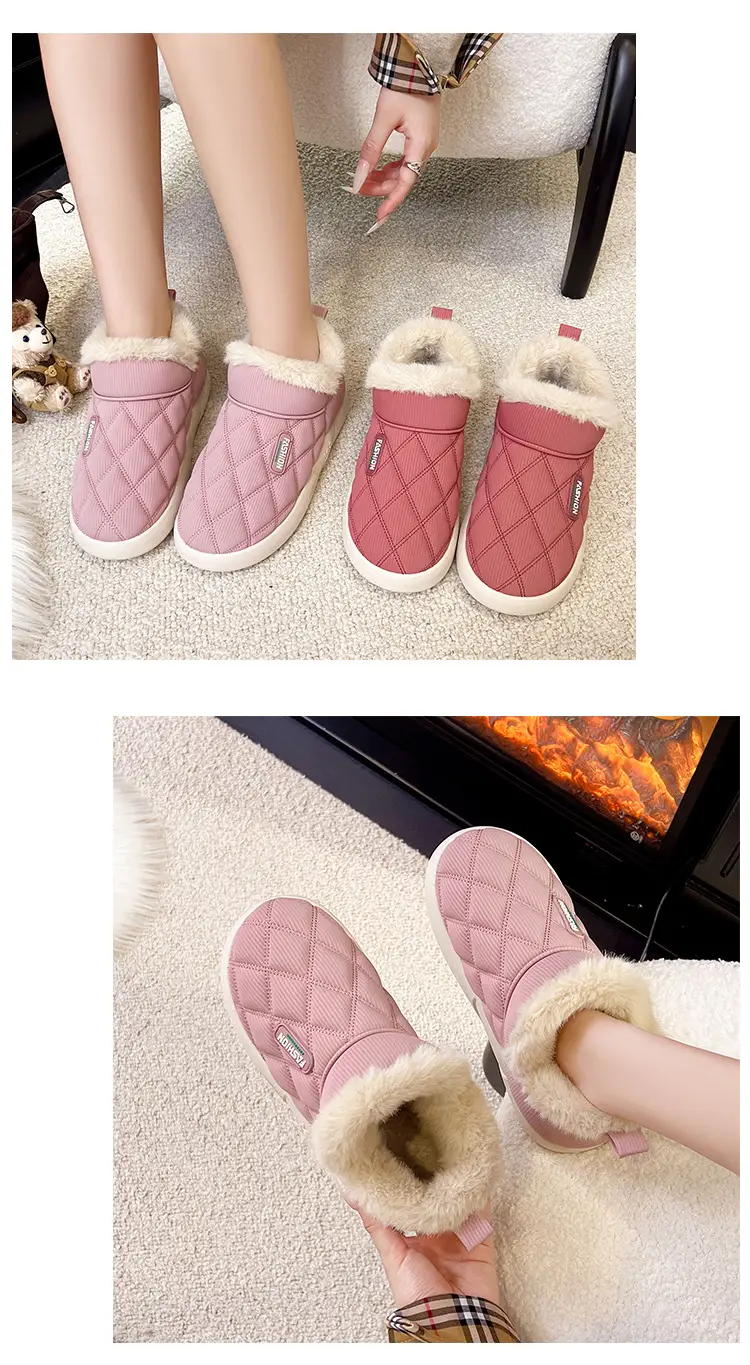 Women's Winter Cotton Shoes with Velvet Heel and Outer Wear Low-Top Warm Thick-Soled Waterproof and Non-Slip Indoor Furniture Soft-Soled Snow Boots — feature 16