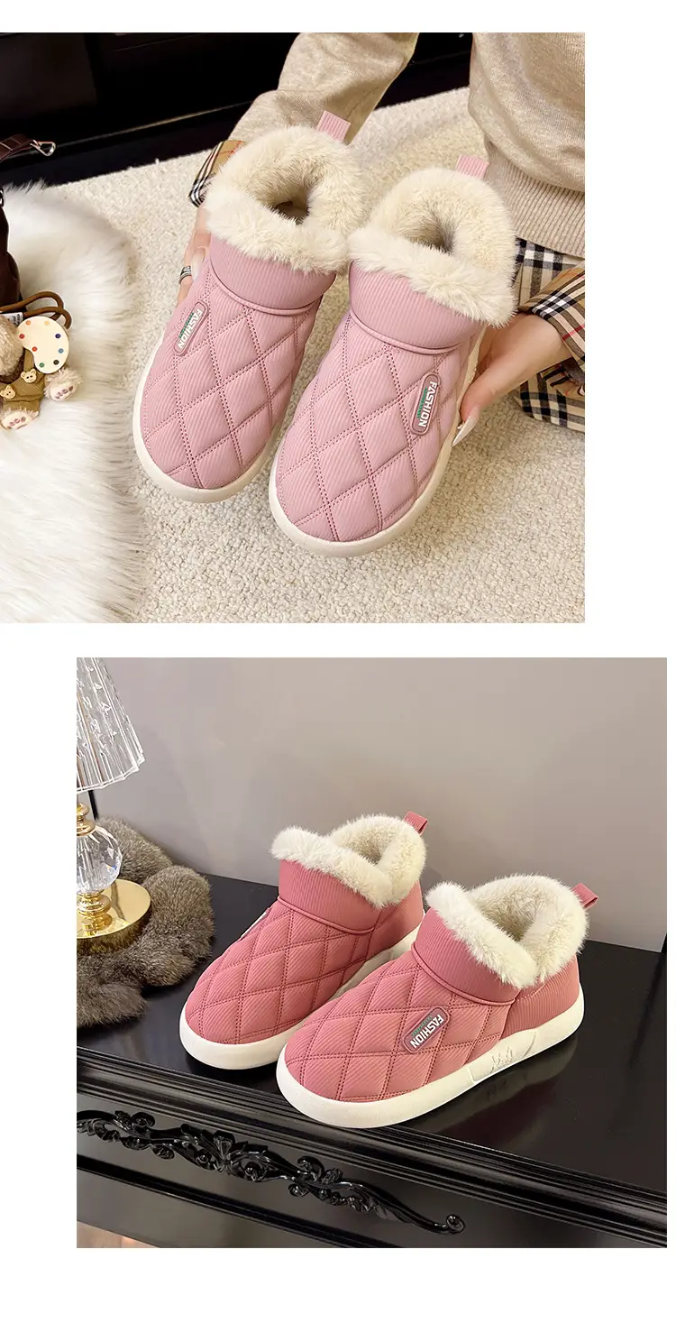 Women's Winter Cotton Shoes with Velvet Heel and Outer Wear Low-Top Warm Thick-Soled Waterproof and Non-Slip Indoor Furniture Soft-Soled Snow Boots — feature 19