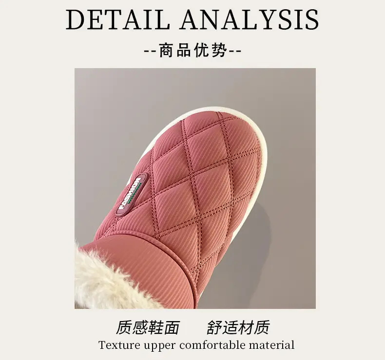 Women's Winter Cotton Shoes with Velvet Heel and Outer Wear Low-Top Warm Thick-Soled Waterproof and Non-Slip Indoor Furniture Soft-Soled Snow Boots — feature 4