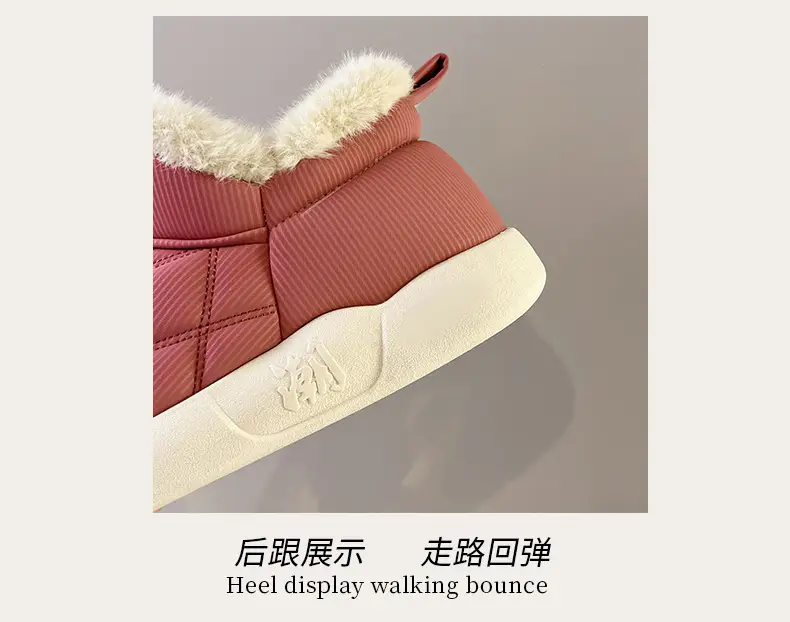 Women's Winter Cotton Shoes with Velvet Heel and Outer Wear Low-Top Warm Thick-Soled Waterproof and Non-Slip Indoor Furniture Soft-Soled Snow Boots — feature 6