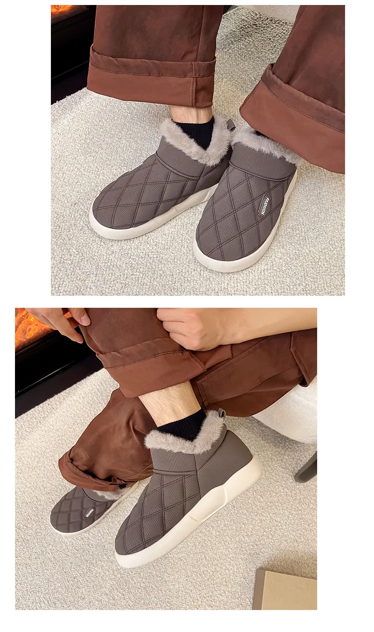 Women's Winter Cotton Shoes with Velvet Heel and Outer Wear Low-Top Warm Thick-Soled Waterproof and Non-Slip Indoor Furniture Soft-Soled Snow Boots — feature 8
