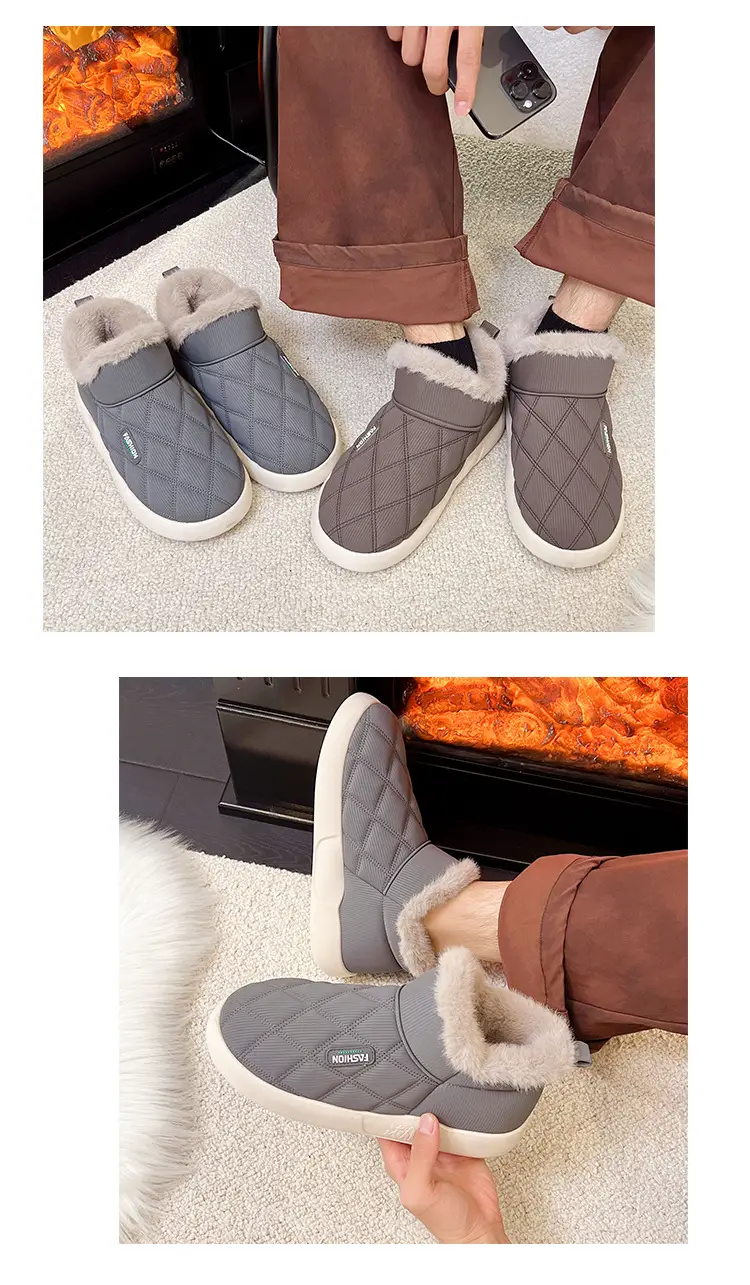 Women's Winter Cotton Shoes with Velvet Heel and Outer Wear Low-Top Warm Thick-Soled Waterproof and Non-Slip Indoor Furniture Soft-Soled Snow Boots — feature 9