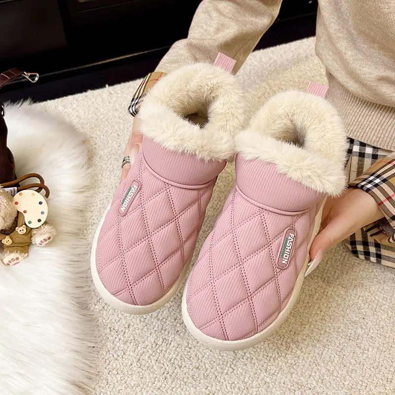 Women's Winter Cotton Shoes with Velvet Heel and Outer Wear Low-Top Warm Thick-Soled Waterproof and Non-Slip Indoor Furniture Soft-Soled Snow Boots