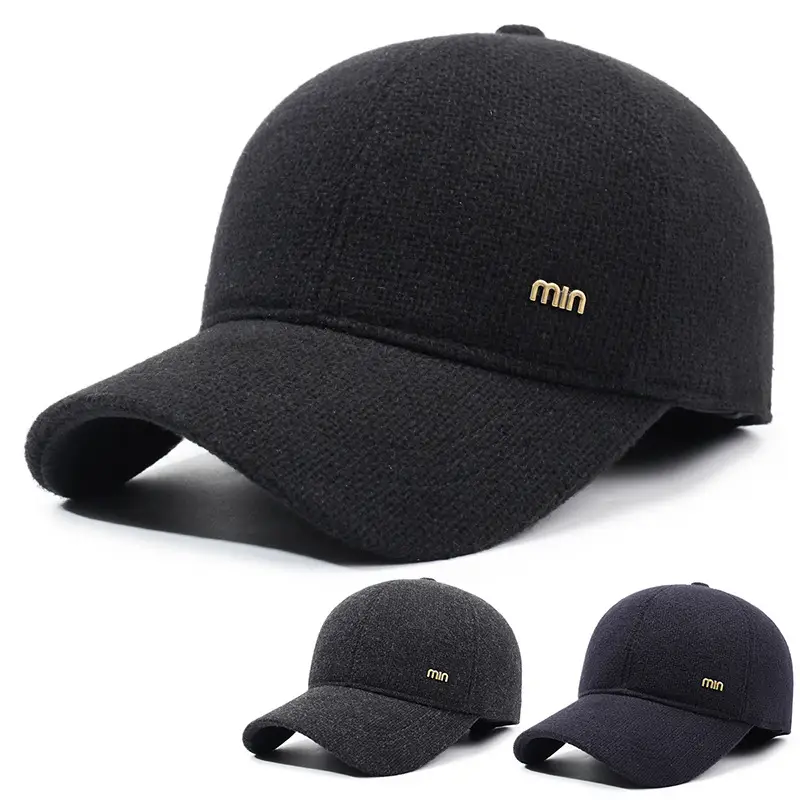 Men's Black Min Cap with Ear Protection for Winter - Image 4