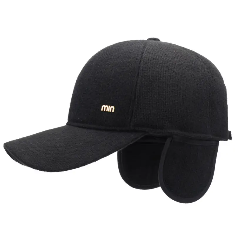 Men's Black Min Cap with Ear Protection for Winter - Image 6