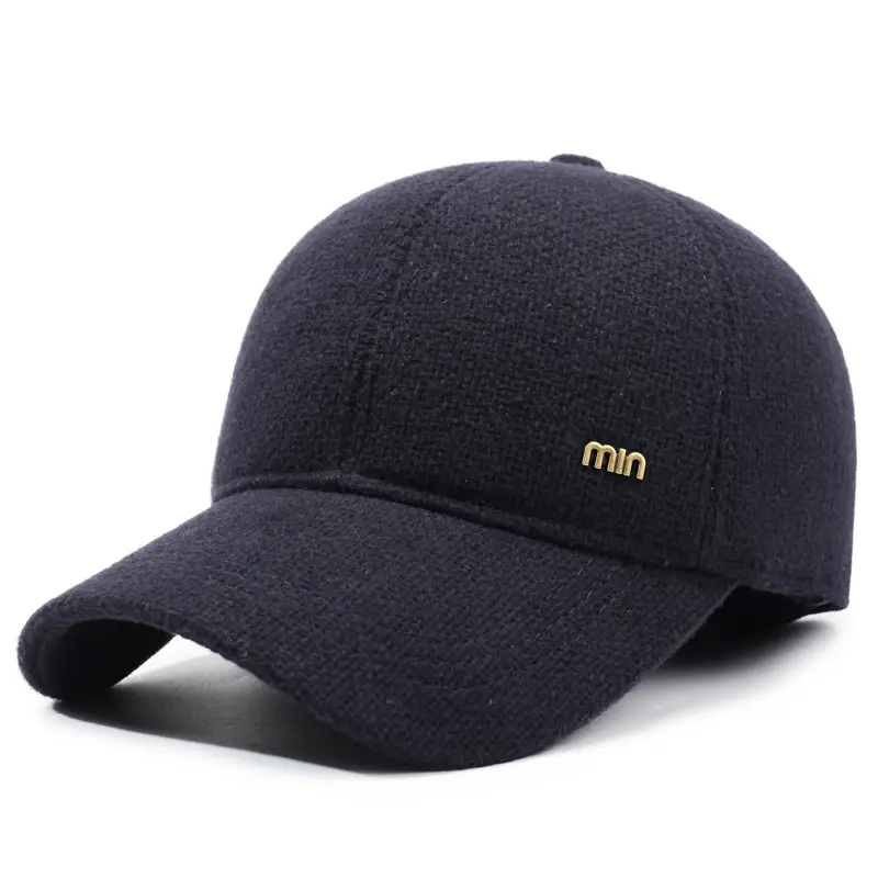 Men's Black Min Cap with Ear Protection for Winter - Image 3