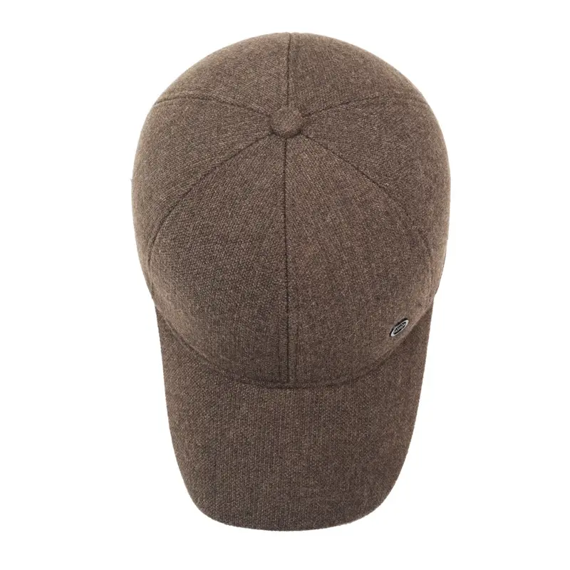 Men Woolen Baseball Cap Brown Warm Winter Hat