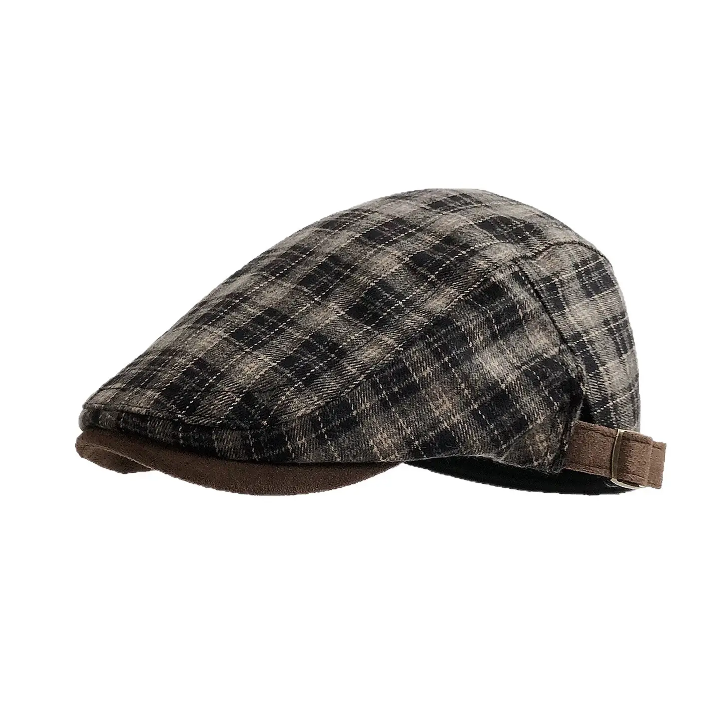 Women Wool Plaid Cap Autumn British Retro Hat - Image 9