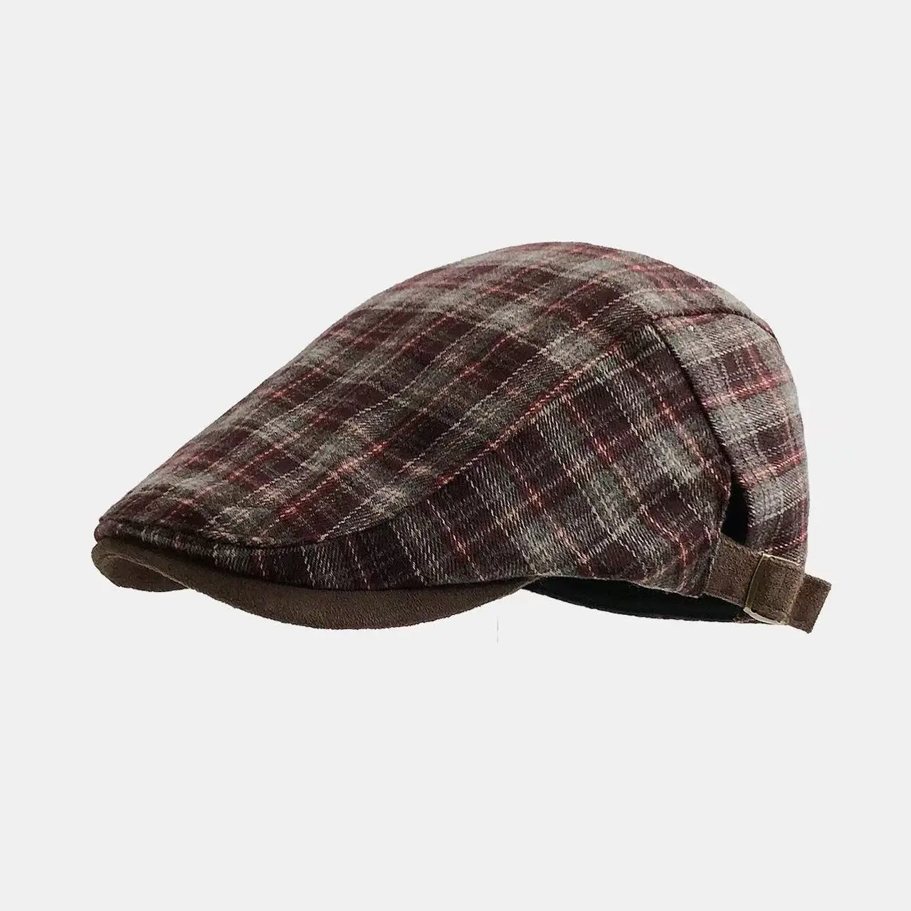 Women Wool Plaid Cap Autumn British Retro Hat - Image 3