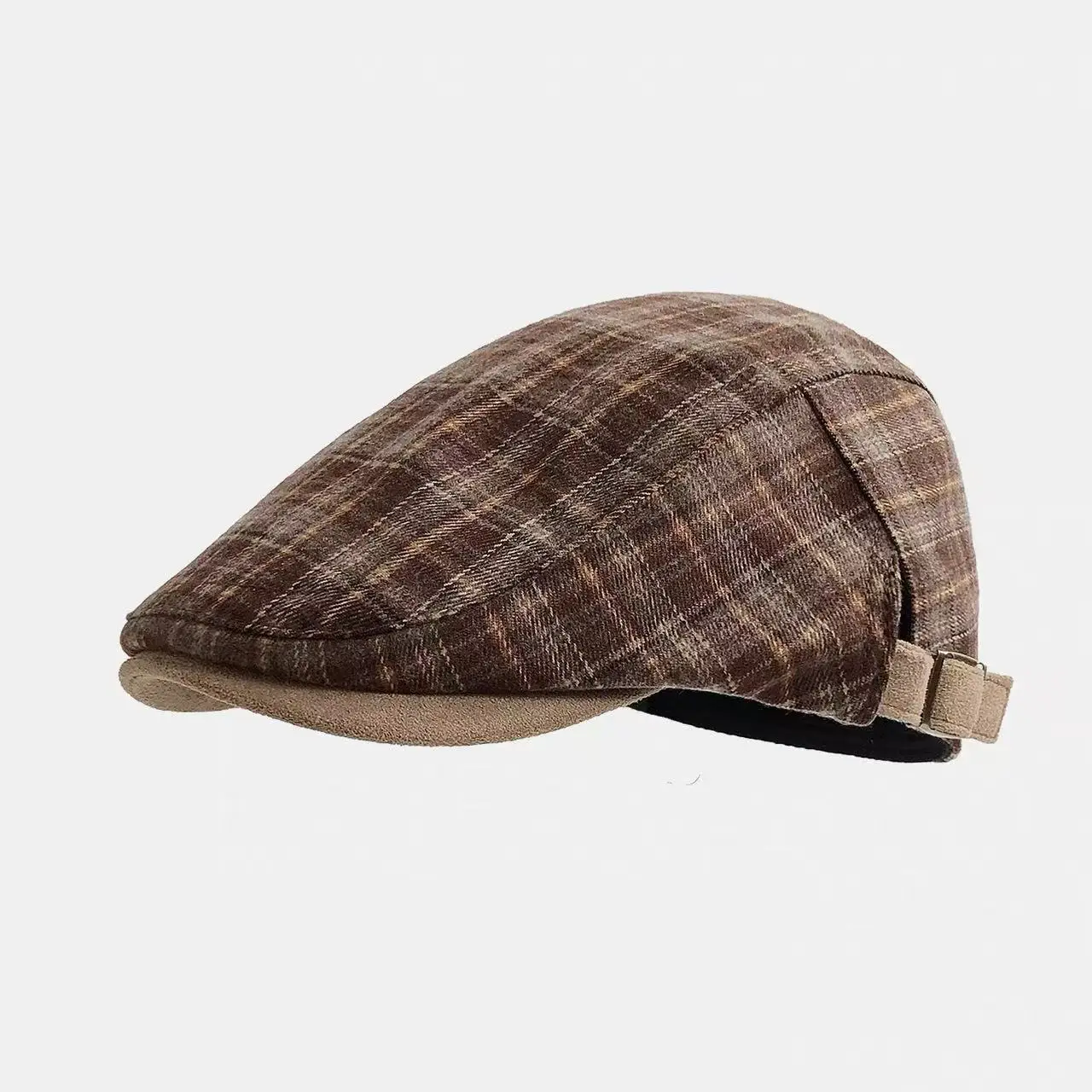 Women Wool Plaid Cap Autumn British Retro Hat - Image 4