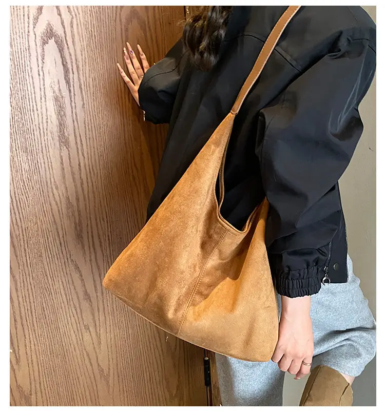 Retro Brown Leather Tote Bag Women Winter Commute — feature 3