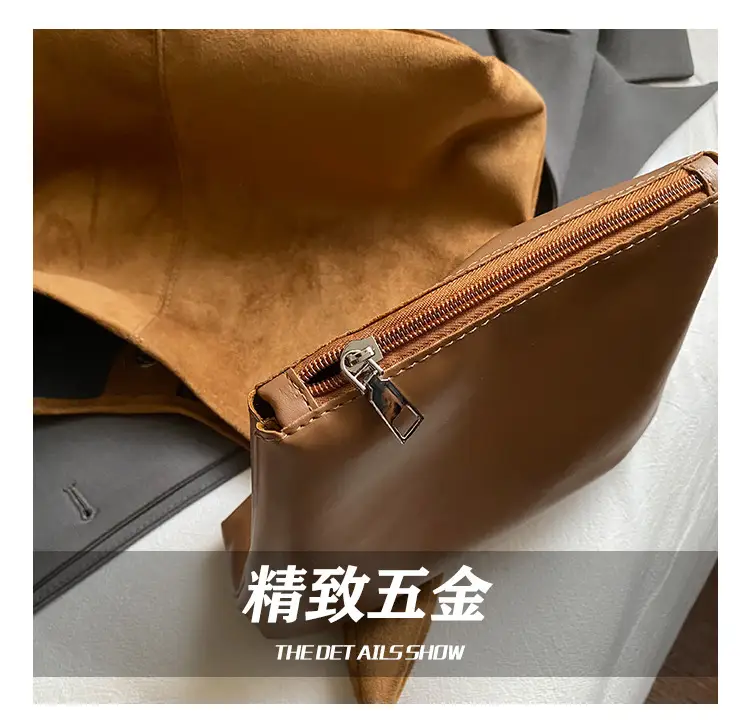 Retro Brown Leather Tote Bag Women Winter Commute — feature 6