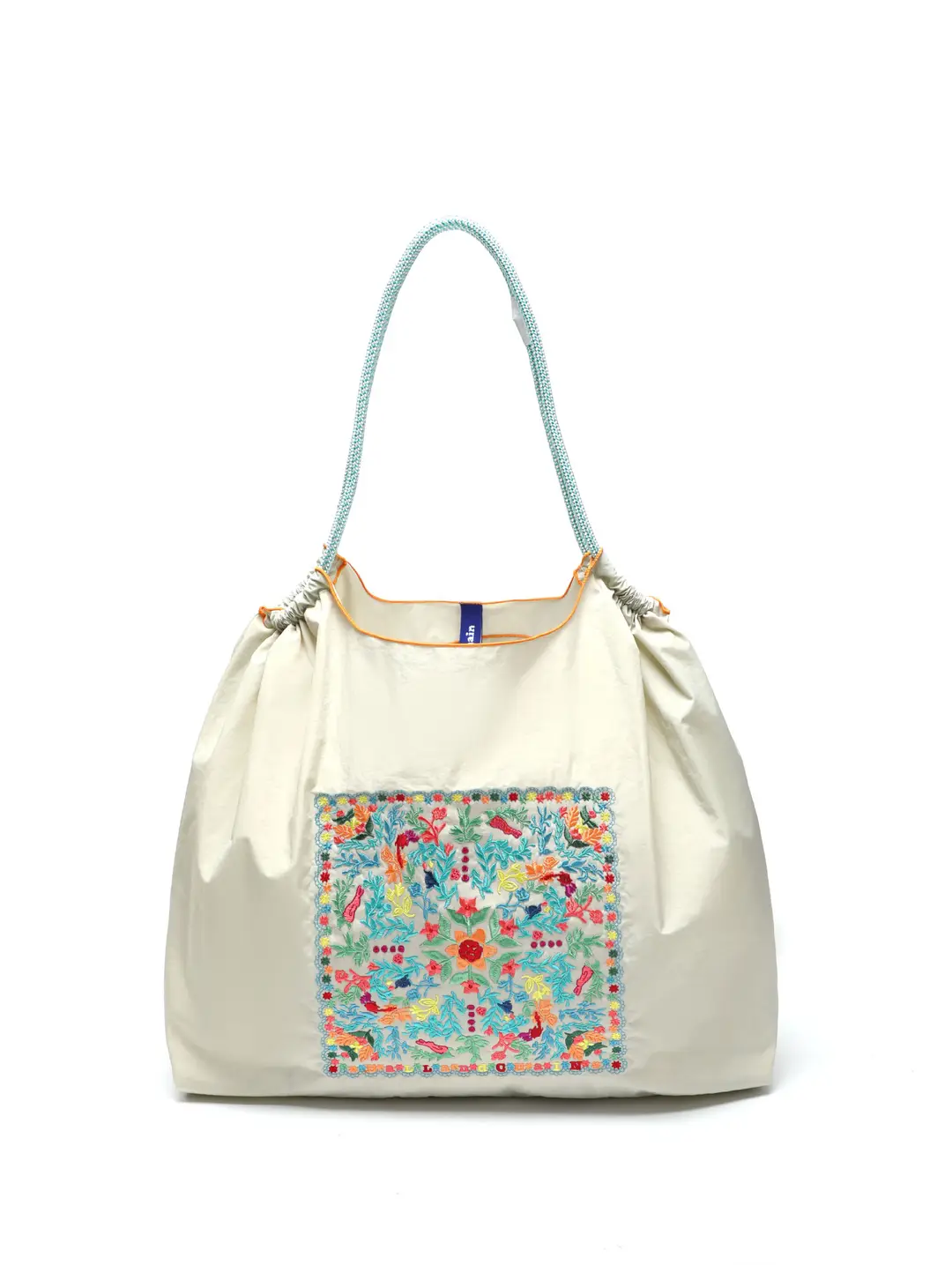 Yellow Embroidered Japanese Canvas Tote Bag for Women - Image 174