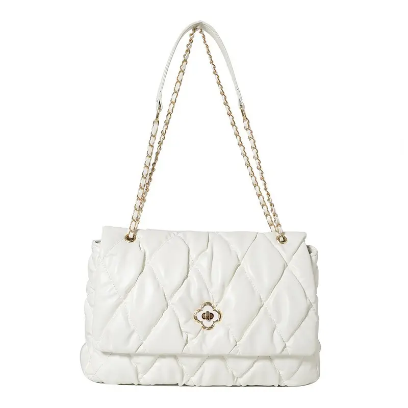 White Quilted Chain Shoulder Bag for Women 2025 - Image 5